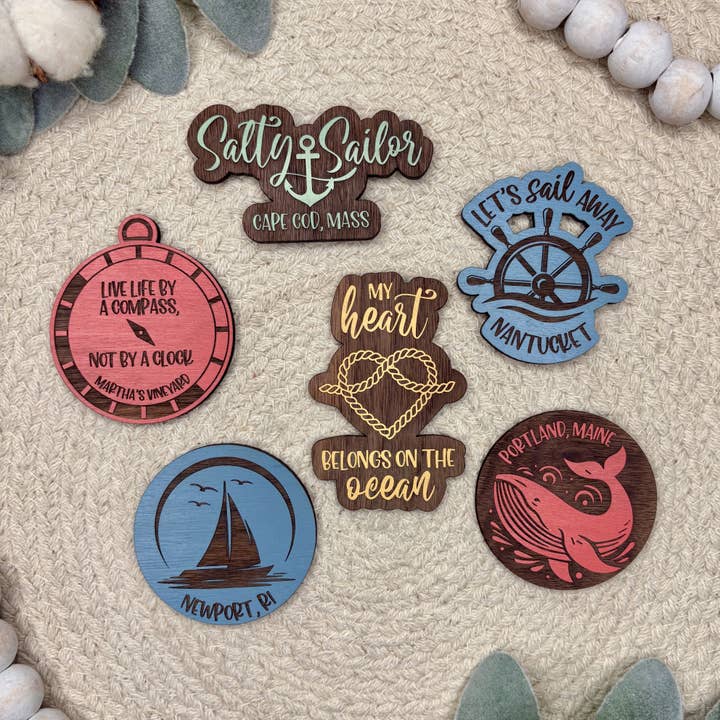 The Cottonseed Marketplace - Wholesale Magnet - Sailboat Nautical Wooden Magnet2
