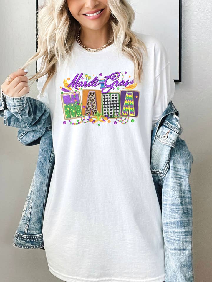 Faux Sequin Mardi Gras Mama Shirt, Mama Carnival Shirt for wholesale by SONDO DESIGN LTD