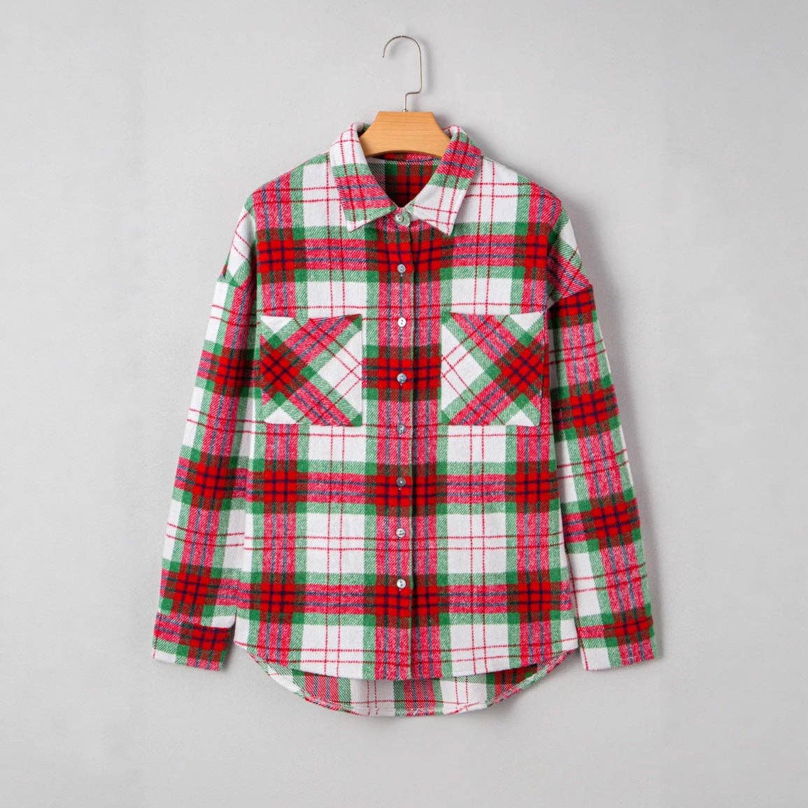 Lovesoft - Wholesale Shirt Jacket/Shacket - Women's - St. Patrick’s Day Green Plaid Cozy Shirt Jacket Shacket1