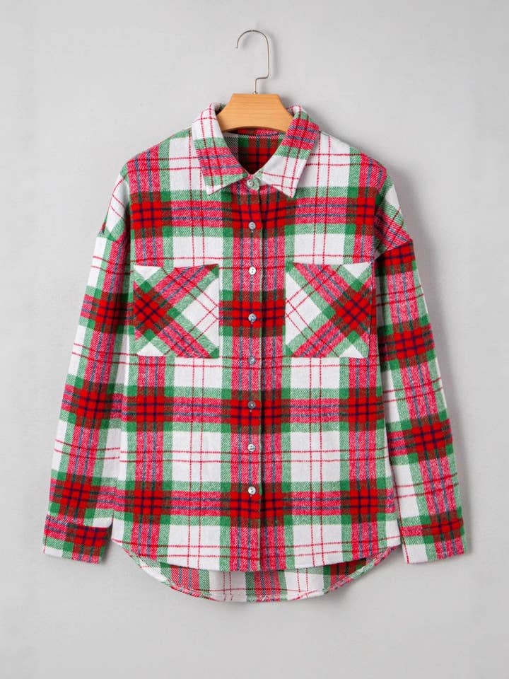 Lovesoft - Wholesale Shirt Jacket/Shacket - Women's - St. Patrick’s Day Green Plaid Cozy Shirt Jacket Shacket1