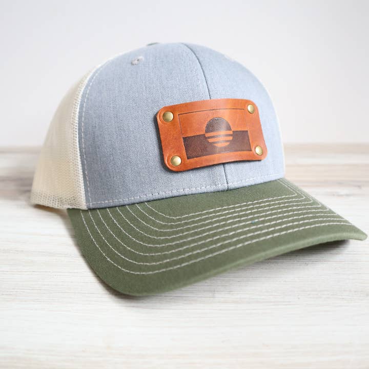 Blu Mountain Co - Wholesale Trucker Hat - Unisex - MKE Flag Trucker Hat with Leather Patch - Milwaukee Snapback3