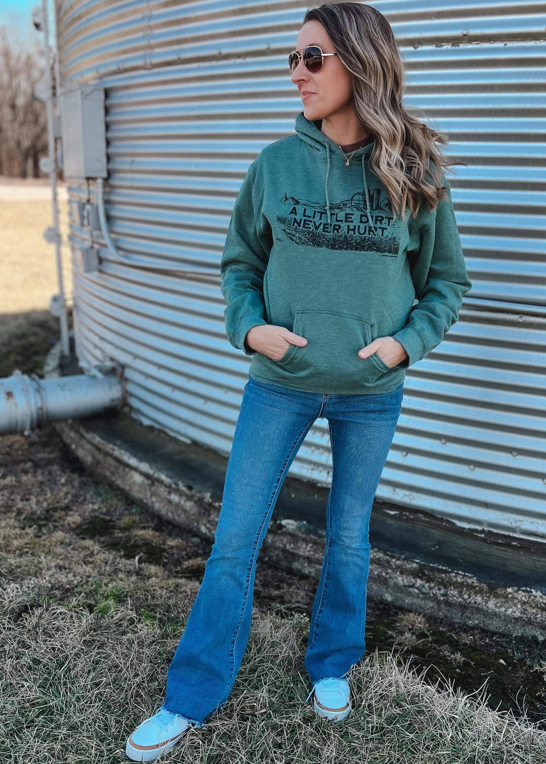 Grøn A LITTLE DIRT NEVER HURT - Heather Green hættetrøje for engroshandel på Faire3