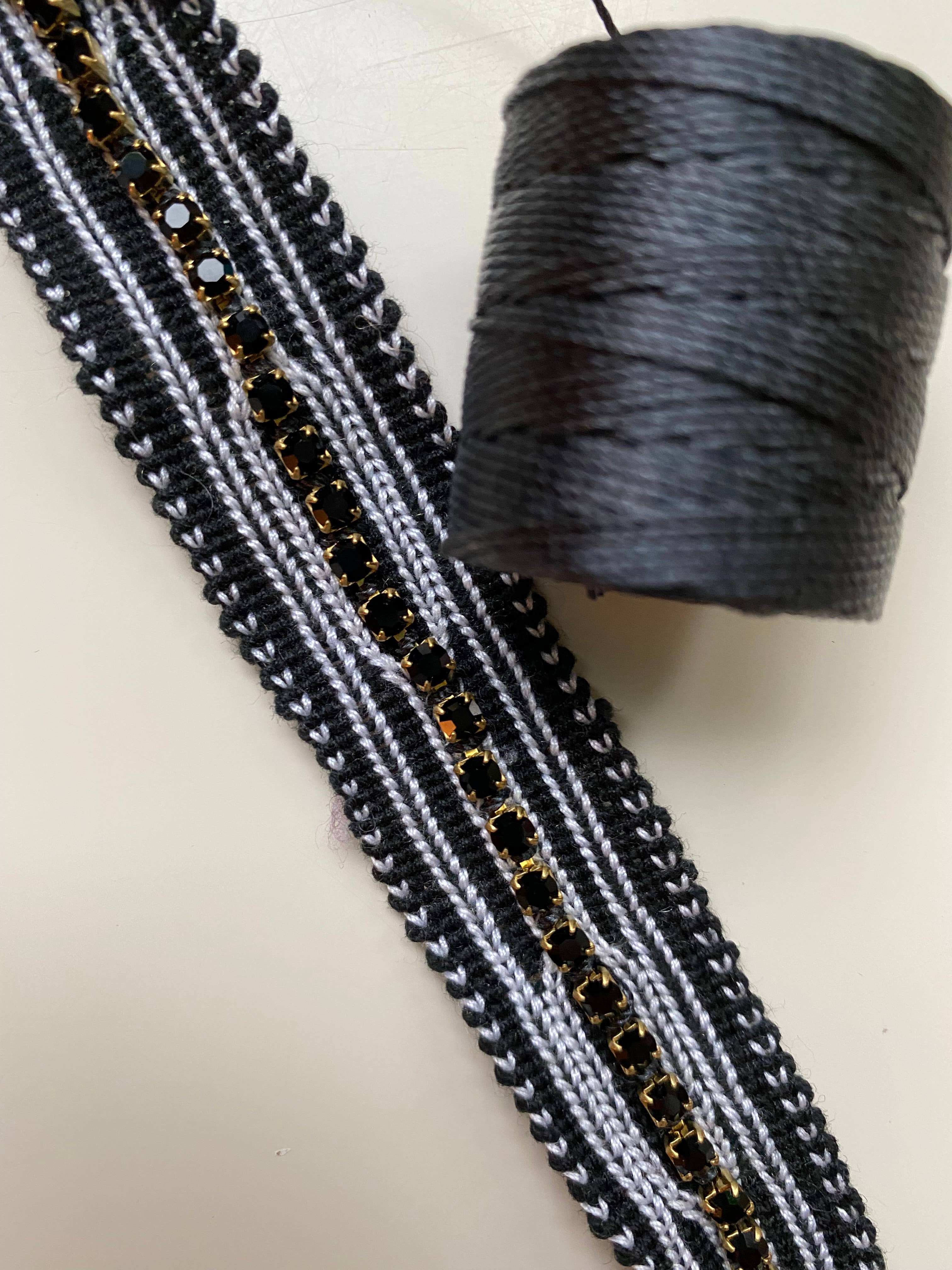 Tezeè - Wholesale Beaded Bracelet - Ikat fabric bracelet with rhinestones6