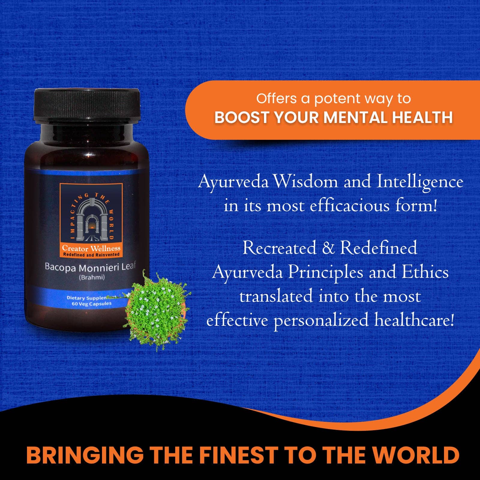 Creator Wellness - Wholesale Oral Supplement/Vitamin - Bacopa Monnieri Leaf - Brahmi | 60 Veg Capsules1