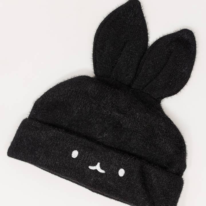 Black Bunny Earred Beanie for wholesale by mintandapple