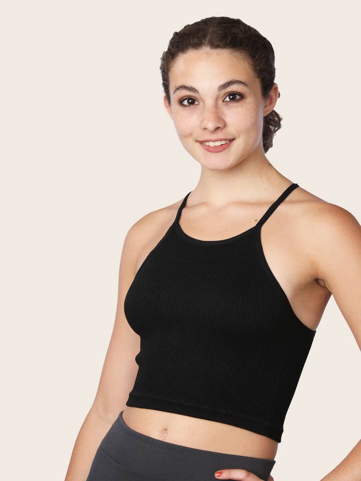 Isadora, Tipi toe, & James Fiallo - Wholesale Tank top – Women′s - Isadora Women's Rib Knit Camisole Army Crop Tank Tops6