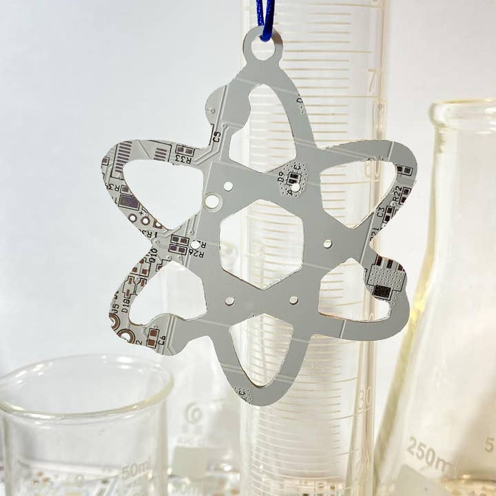 Circuit Board Ornaments - Atom Shape for wholesale by Circuit Breaker Labs