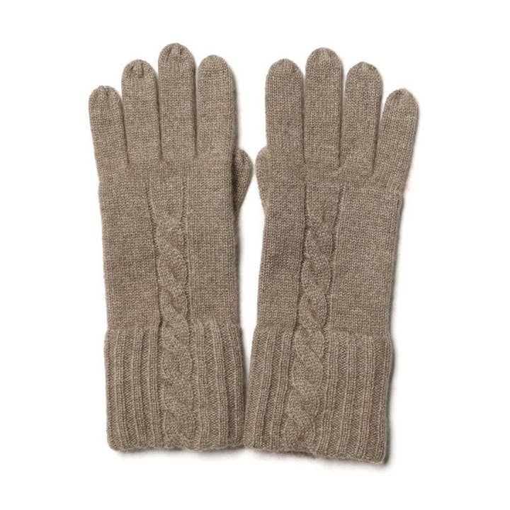 KABEL - 100% cashmere kabelstrikkede handsker for engroshandel hos elenomad