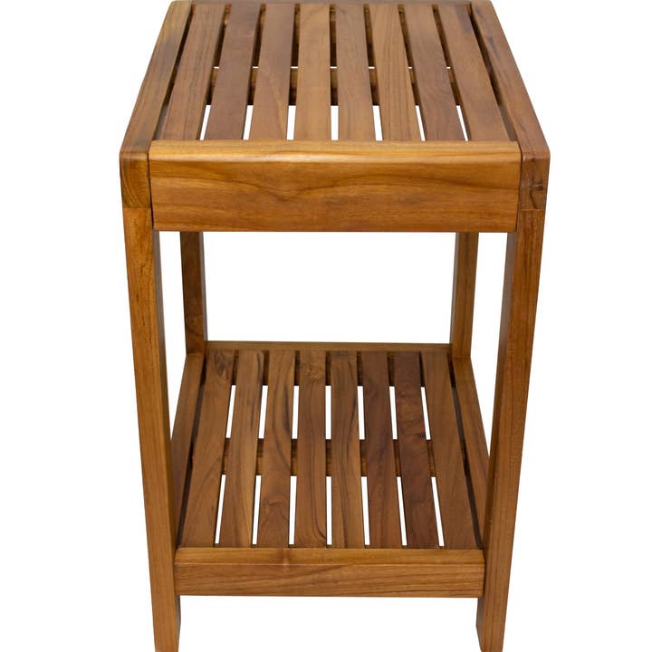 Nordic Teak - Venta al por mayor Bancos - Banco de spa de teca engrasada estilo nórdico con estante - 18 ″
