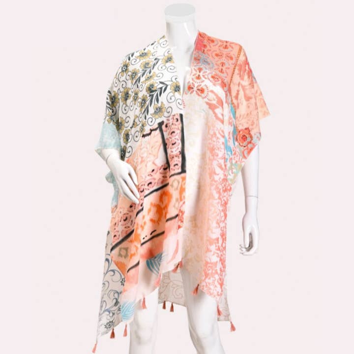FLOWER MULTI PATTERN KIMONO, P 6081 for wholesale on Faire0
