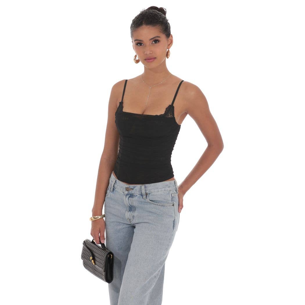 Lucy In The Sky - Wholesale Jurk - Dames - Korset Top van Transparant Mesh in Zwart2