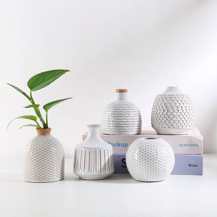 Sweet Home Deco – wholesale Vase – Rustic Frosted /Glazed Ceramic Bud Vase, Small Boho Vase,