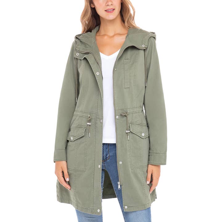 Sebby Damen 3/4 Länge Twill Utility Jacke - Light Olive für den Großhandel von Sebby