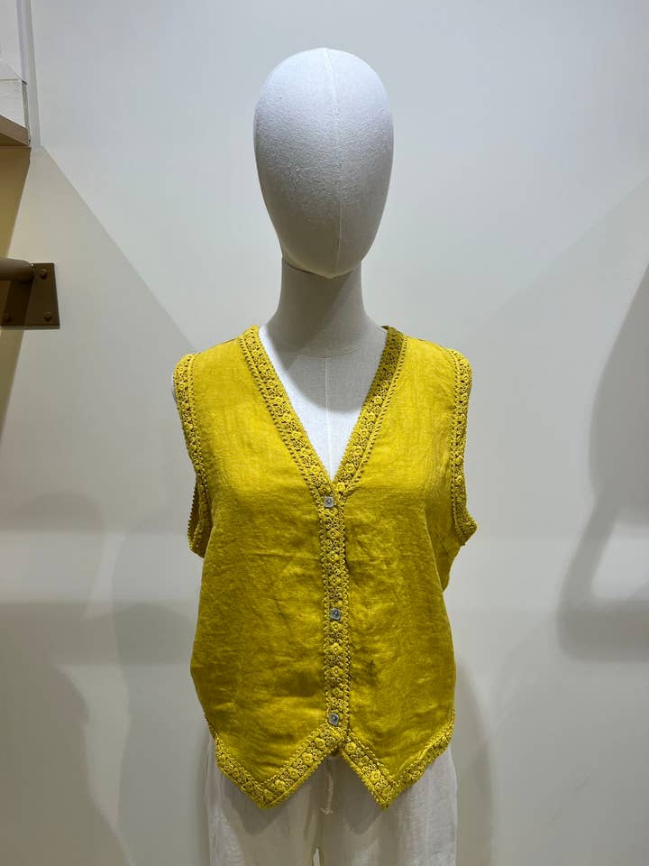 Joyna - Wholesale Outerwear Vest - Women's - J07686-2 VEST WITH LINEN EMBROIDERY