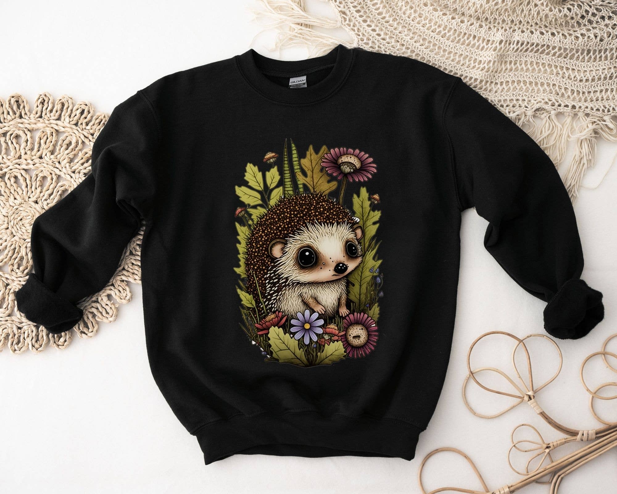 Vivtrek - Vente Sweat-shirt à imprimés – unisexe - Joli sweat-shirt Hedgehog Nature Cottagecore Lover pour bébé,0
