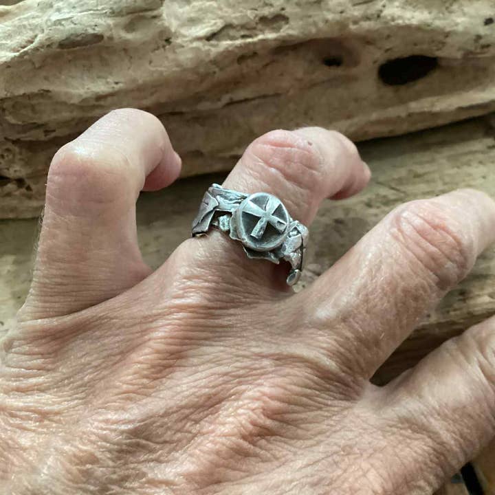 Sterling Silver, Men's Cross Ring for wholesale by Mi Dio Jewelry