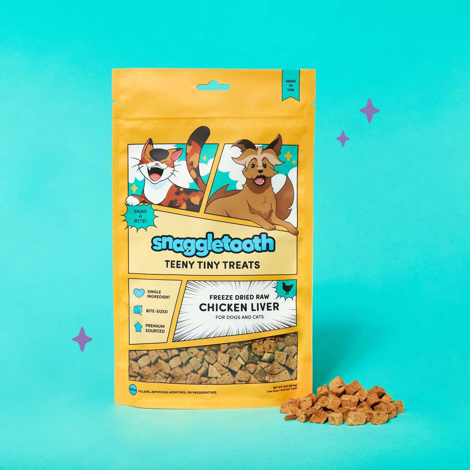 Snaggletooth Pets - Wholesale Pet Treats - Dog - Chicken Liver - Freeze Dried Raw Teeny Tiny Treats