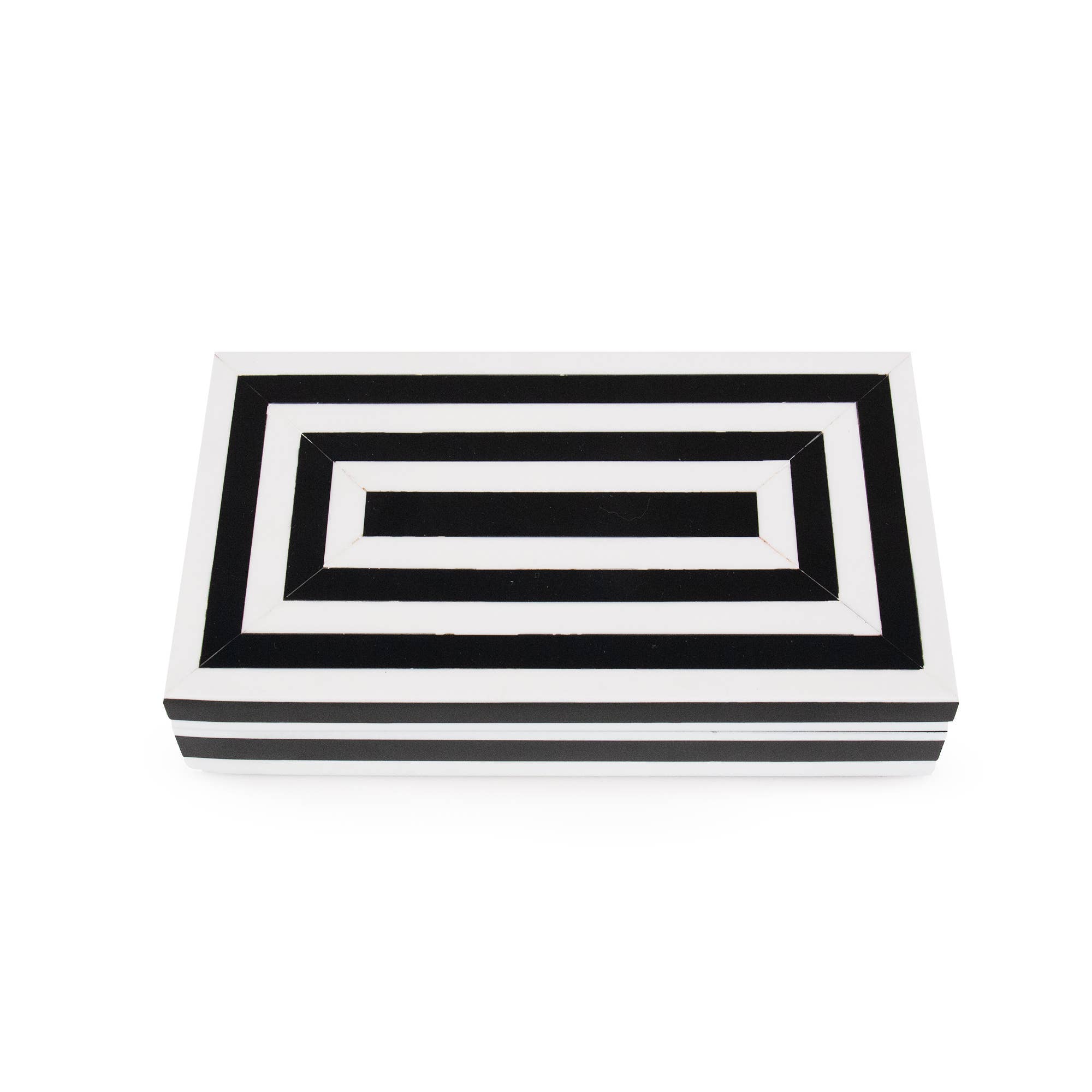 Helio Ferretti - Wholesale Jewelry Box/Organizer - WHITE AND BLACK RESIN BOX - HAND PAINTED HF1