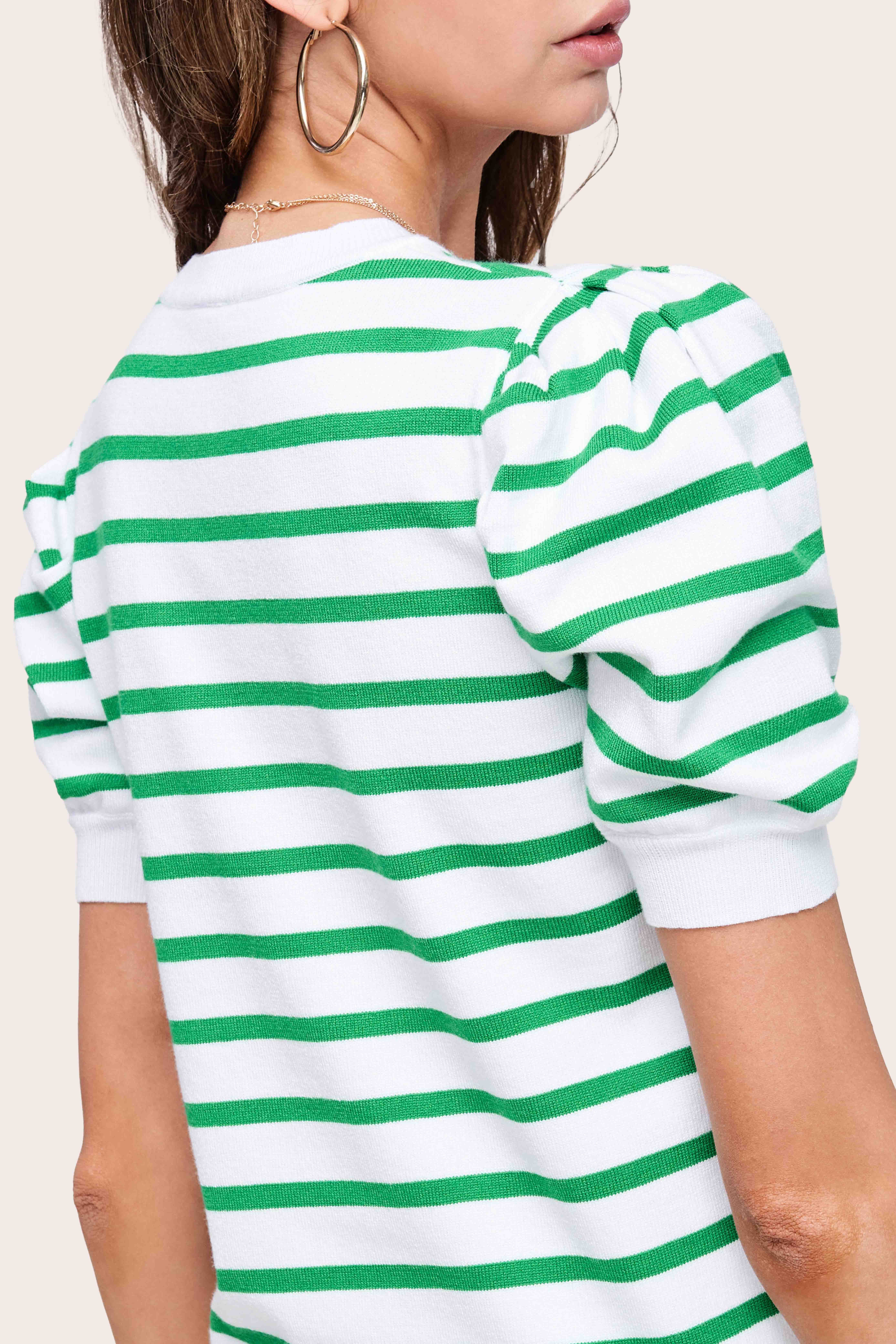 La Miel – Engroshandel Strikket top - Dame – JCS3562-letvægts Puff kortærmet stribet stribet top13