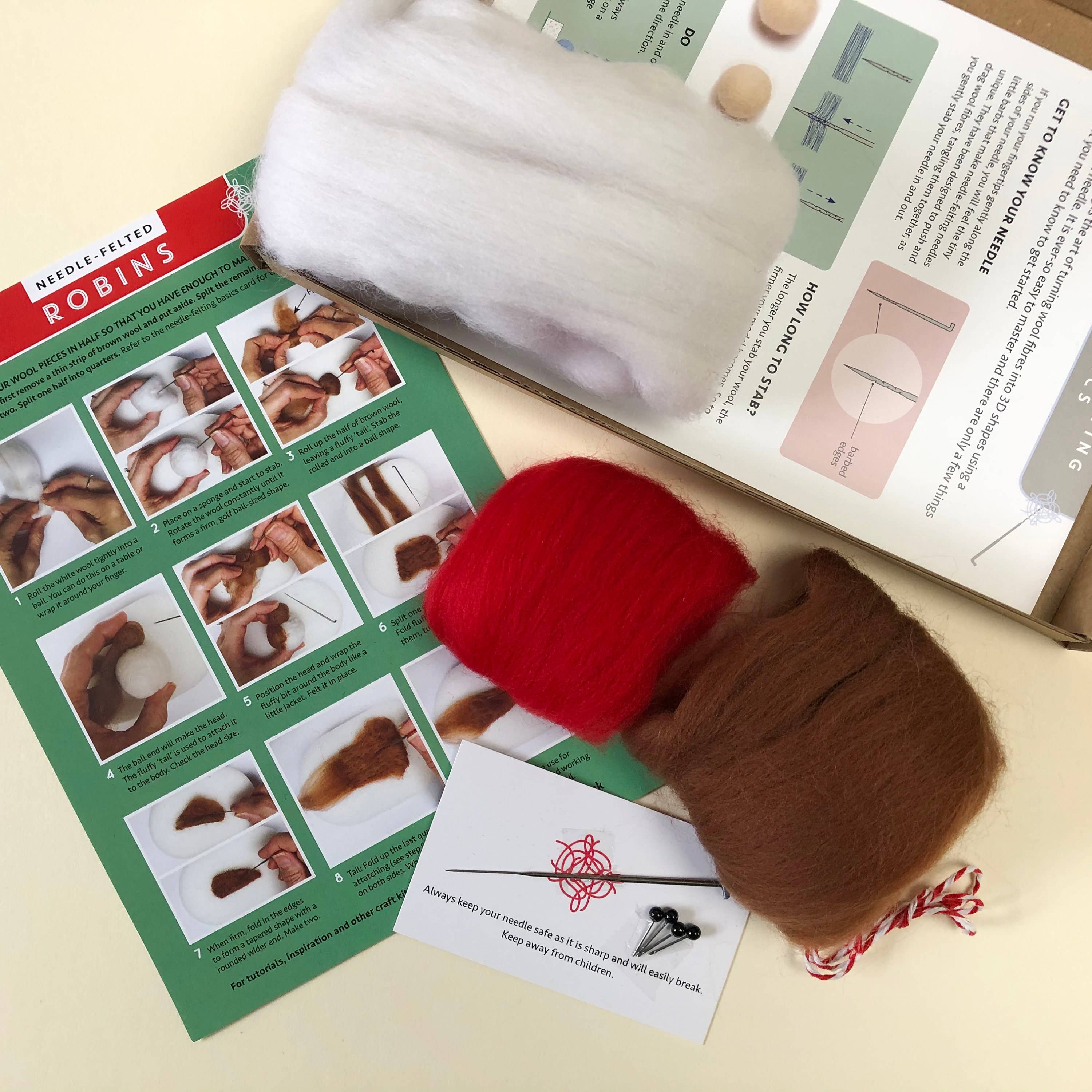 Bergin & Bath – wholesale DIY craft kit – Needle Felting Kit - Robins. Christmas craft kit for adults.8