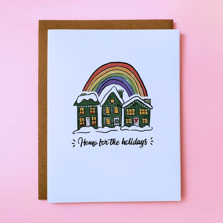 Carte Homo pour les fêtes pour la vente par Little Rainbow Paper Co