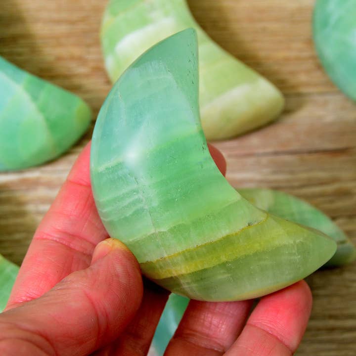 Kaia & Crystals - Wholesale Spiritual Stone/Crystal - Pistachio Calcite Moon (70mm - 75mm)8
