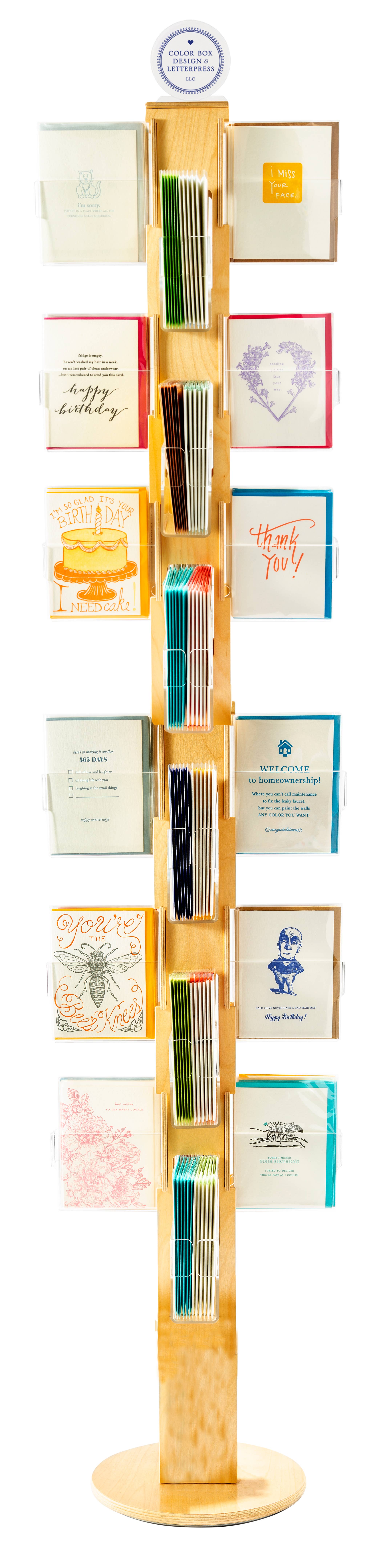 Color Box Design & Letterpress - Wholesale Retailer Display - Paper & Novelty - Floor Greeting Card Spinner Display for A2 size cards1
