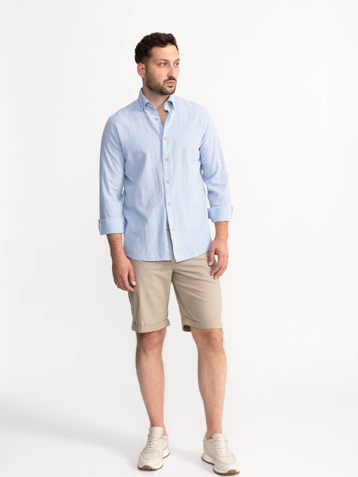 Die "Carpatica" Leinen-Shorts - Beige für den Großhandel von De IONESCU