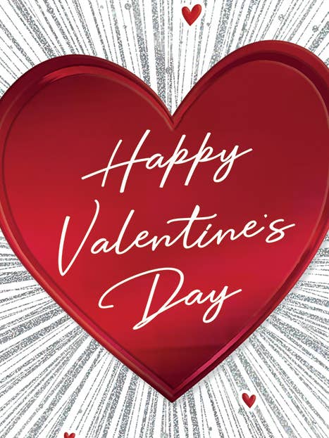 Valentines Day Card, Open, Starburst heart for wholesale by Piccadilly Greetings