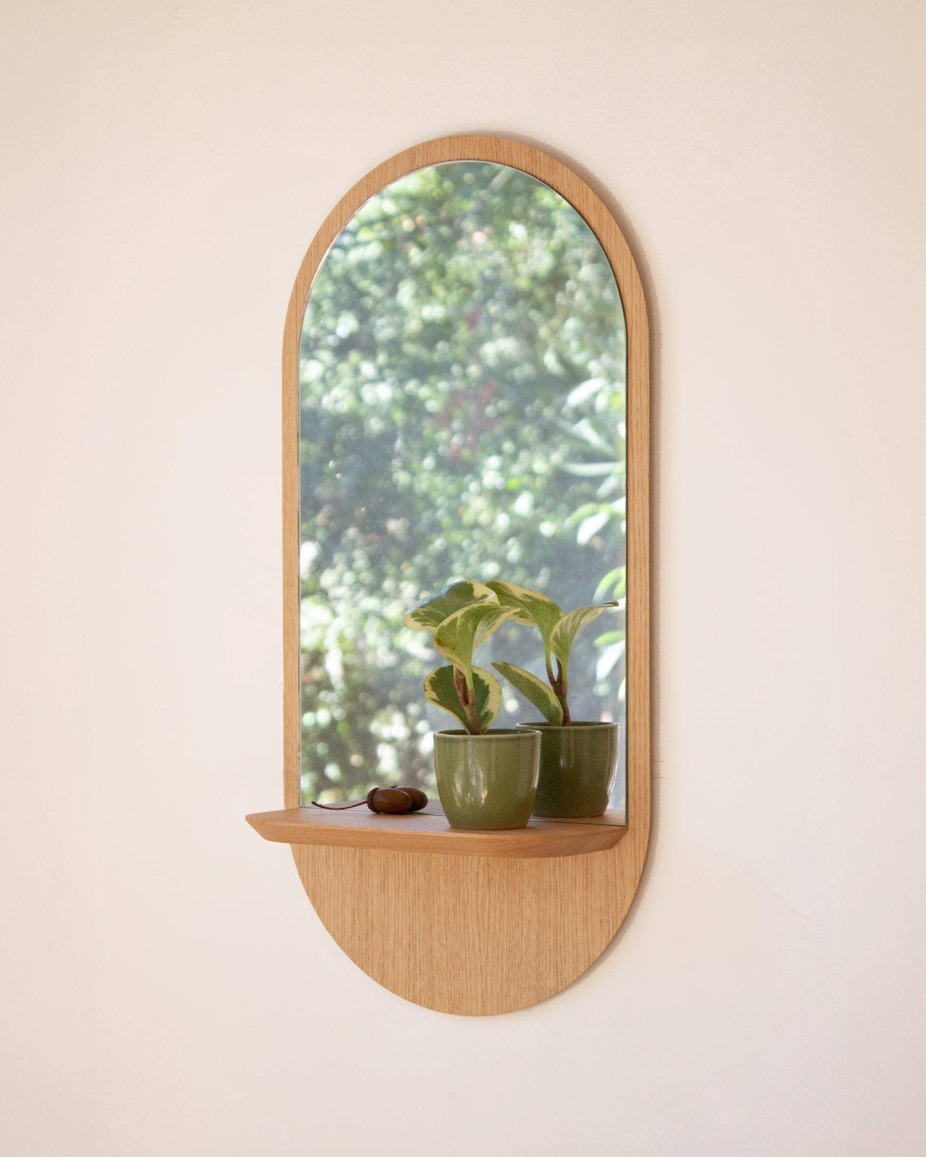 Reine Mère - Vendita all'ingrosso Specchi da parete - Solstice - Specchio con mensola in rovere3