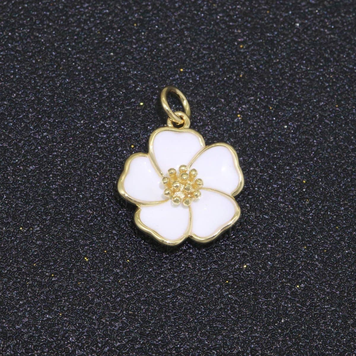 Aim Eternal - Wholesale Individual Charm/Pendant - Dainty Hibiscus Charm Tropical Flower Gold Filled Enamel Charm Hawaiian Inspired Jewelry Pendant for Necklace Bracelet Earring Component M-505 M-506 M-5077