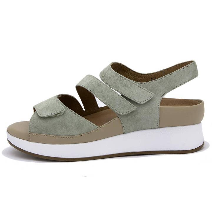 Sandalo Soletta Estraibile Camoscio Salvia 250423 per la vendita all'ingrosso da parte di PieSanto