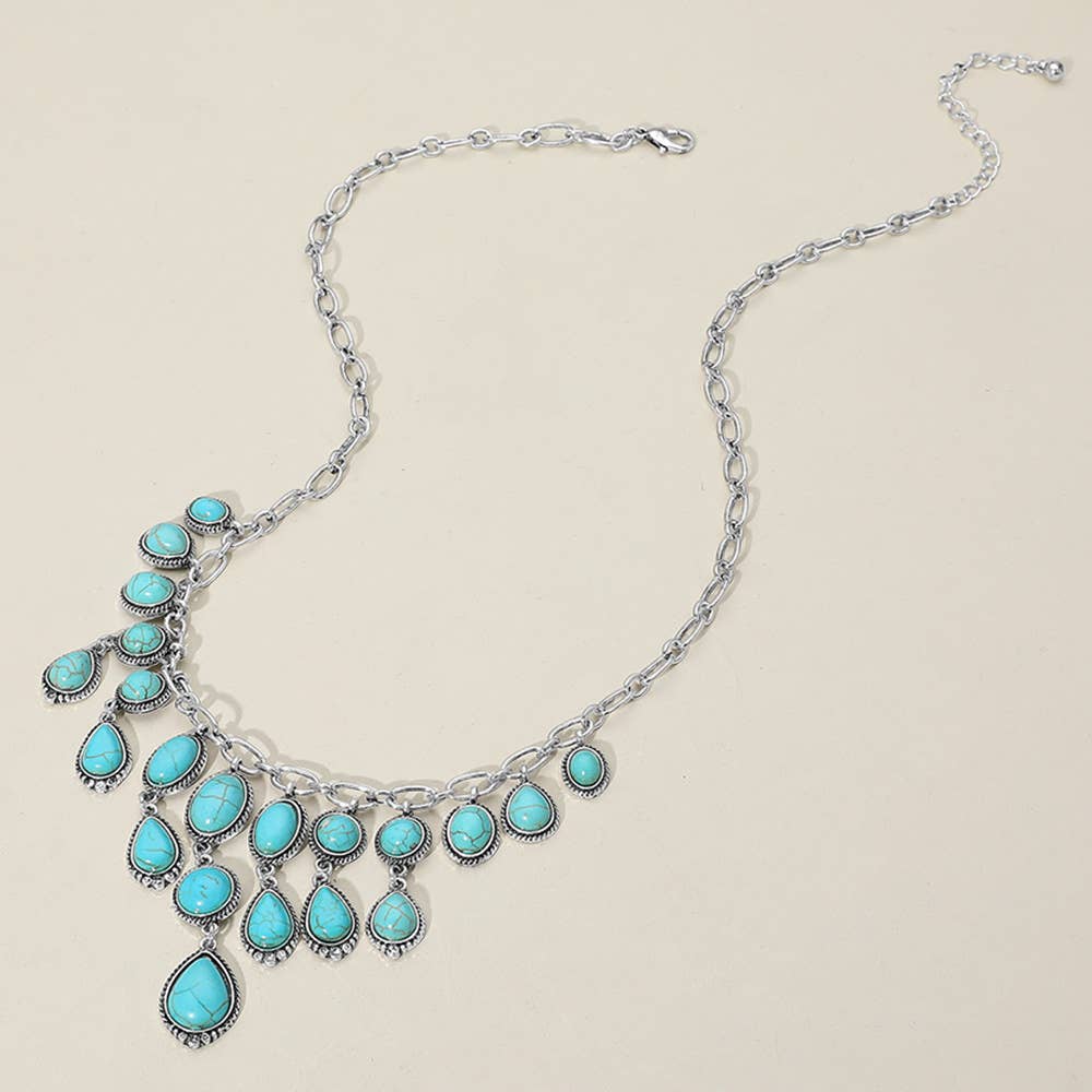 Sensibling Corp. - Wholesale Pendant/Charm Necklace - Antique Metal Western Stone Chandelier Necklace
9