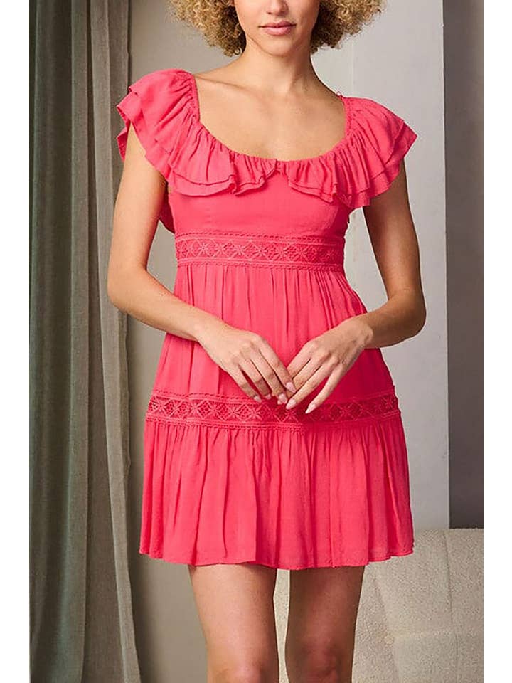 ROUSSEAU - Wholesale Dress - Women's - SHORT SLEEVE RUFFLE TIERED MINI DRESS1