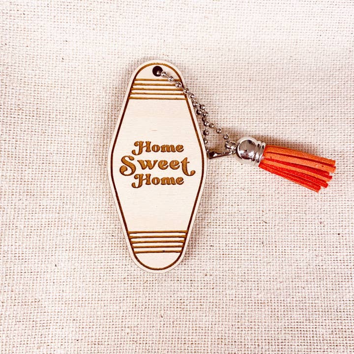 Home Sweet Home Retro Hotel Keychain for wholesale by Nicole Letters