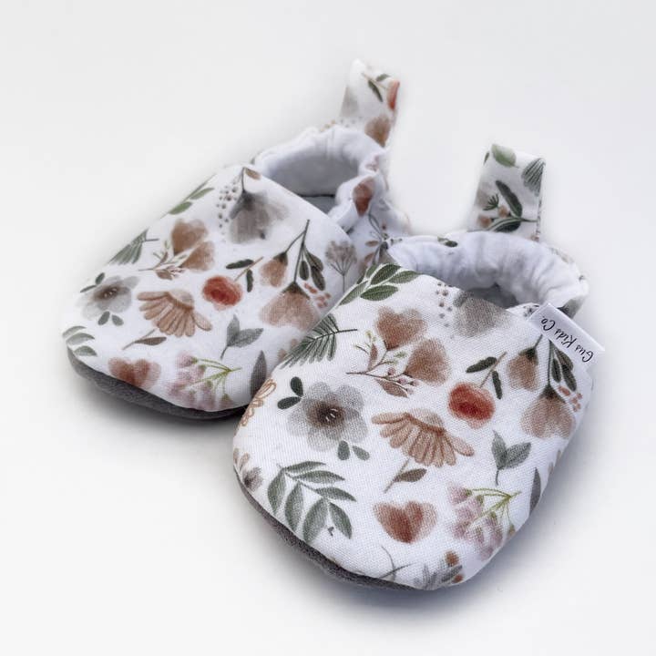Sage Floral Baby Shoes for wholesale by Gus Kids Co.