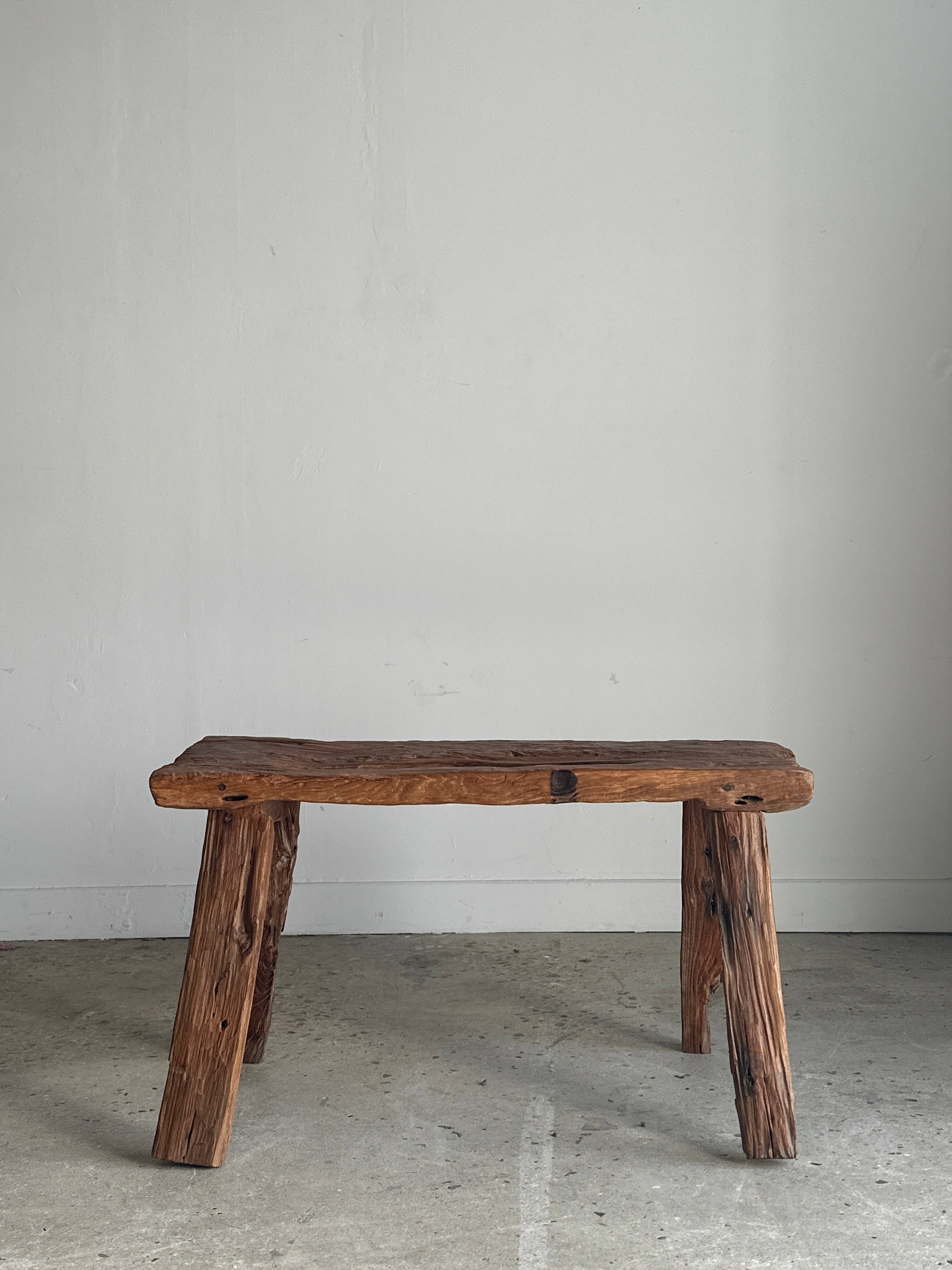 Office Objets - Wholesale Bench - Small organic bench in upcycled Asian teak quadripod openwork seat - Matahari3