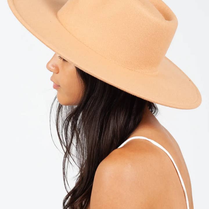 Lucca Couture - Wholesale Fedora - Women's - Vegan felt rancher hat in Tan