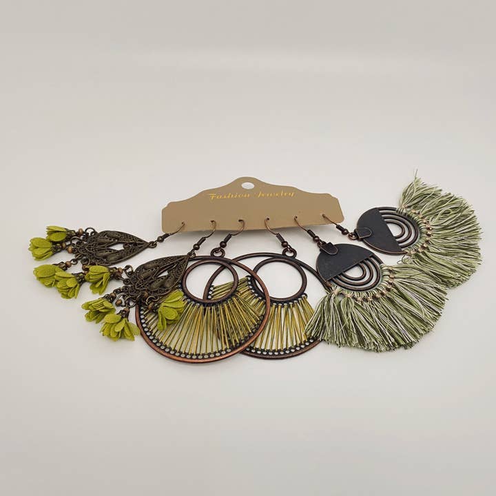 Mio Queena - Wholesale Jewelry Set - Bohemian 3 Pairs/set Earrings in Different Styles -BJ25