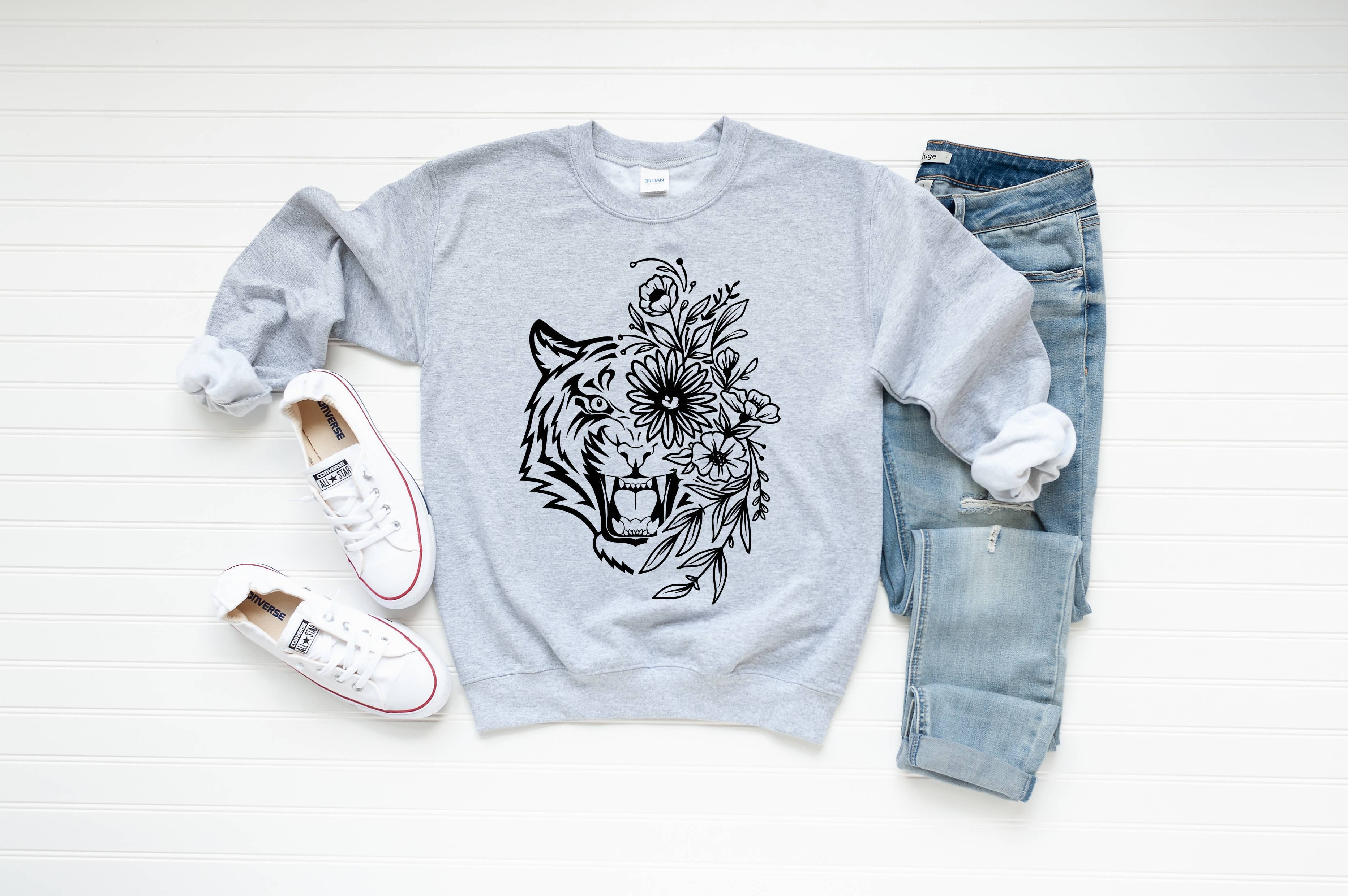 My Bella Vida Inc. - Wholesale Sweatshirt - Unisex - Tiger Sweatshirt, Boho Tiger Sweatshirt1