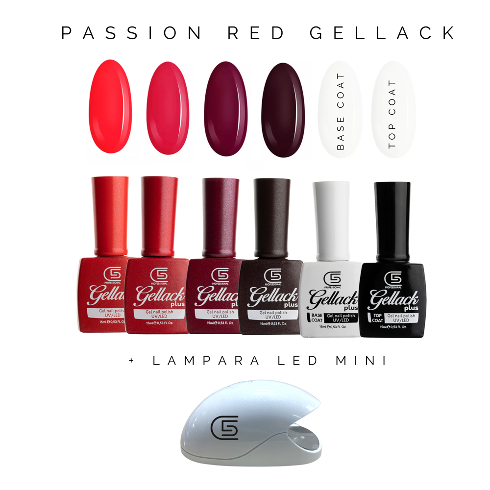 sesioMWorld - M·O·I Professional – wholesale Nail polish set – GELLACK PLUS PACK PASSION RED 4 ENAMELS+BASE+TOP+LAMP.0
