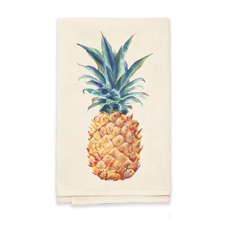 Pineapple tea towel for wholesale by aubreyjeanart