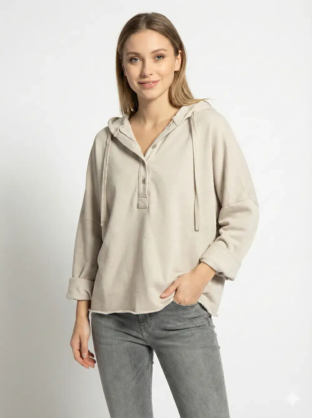 Mimi & Gogo – Hoodie – Mulher por atacado – Sweatshirt com Capuz Abotoamento @83893_SweatEspesso10