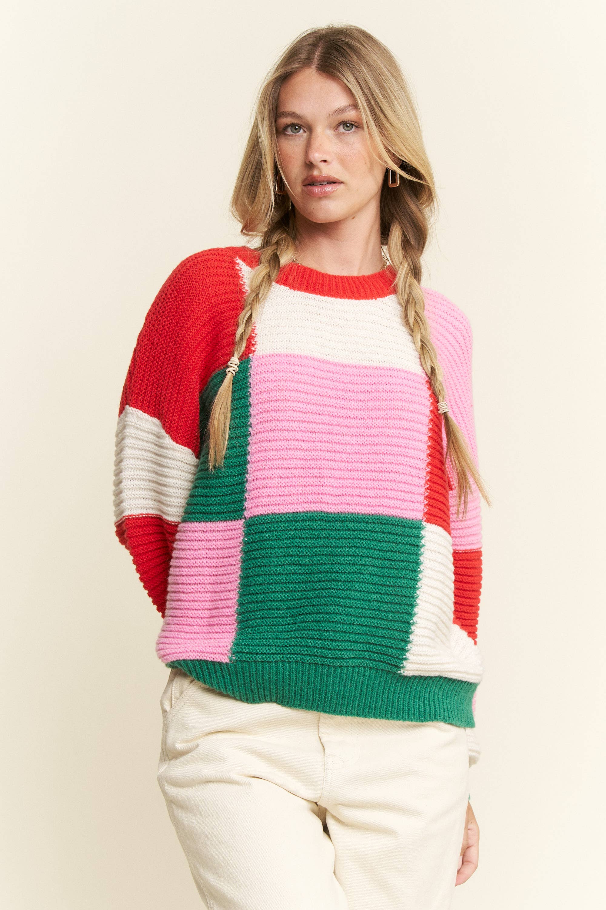 JADE BY JANE - Wholesale Knit Sweater - Women's - GEOMETRIC MULTICOLOR KNIT SWEATER5
