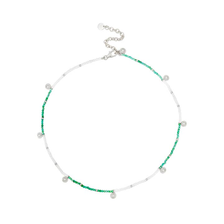 Turquoise Pearl Mini Coin Choker Recycled Silver for wholesale by Loft & Daughter