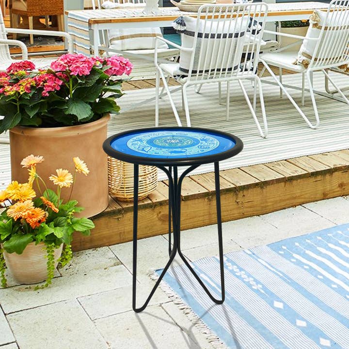 Blue Ocean Mosaic Glass Side Table Coastal Patio Decor for wholesale by Liffy
