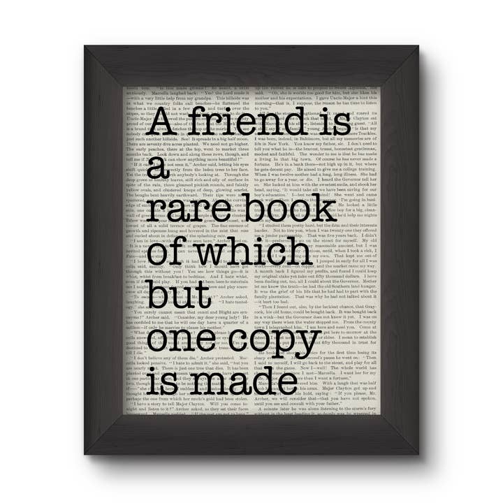 A Friend Is A Rare Book Of Which But One Copy Is Made for wholesale by Cecelia Rose Book Page Art