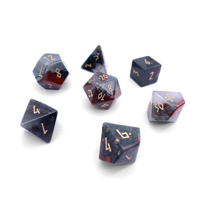 Bloodstone - 7 Piece RPG Set Gemstone Dice for wholesale by Norse Foundry