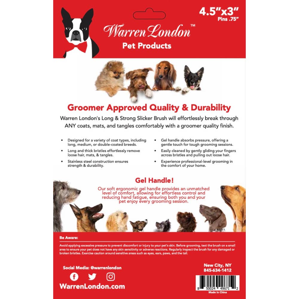 Warren London Dog Products - Wholesale Pet Brush - Cat/Dog - Gel-Handle Slicker Brush5