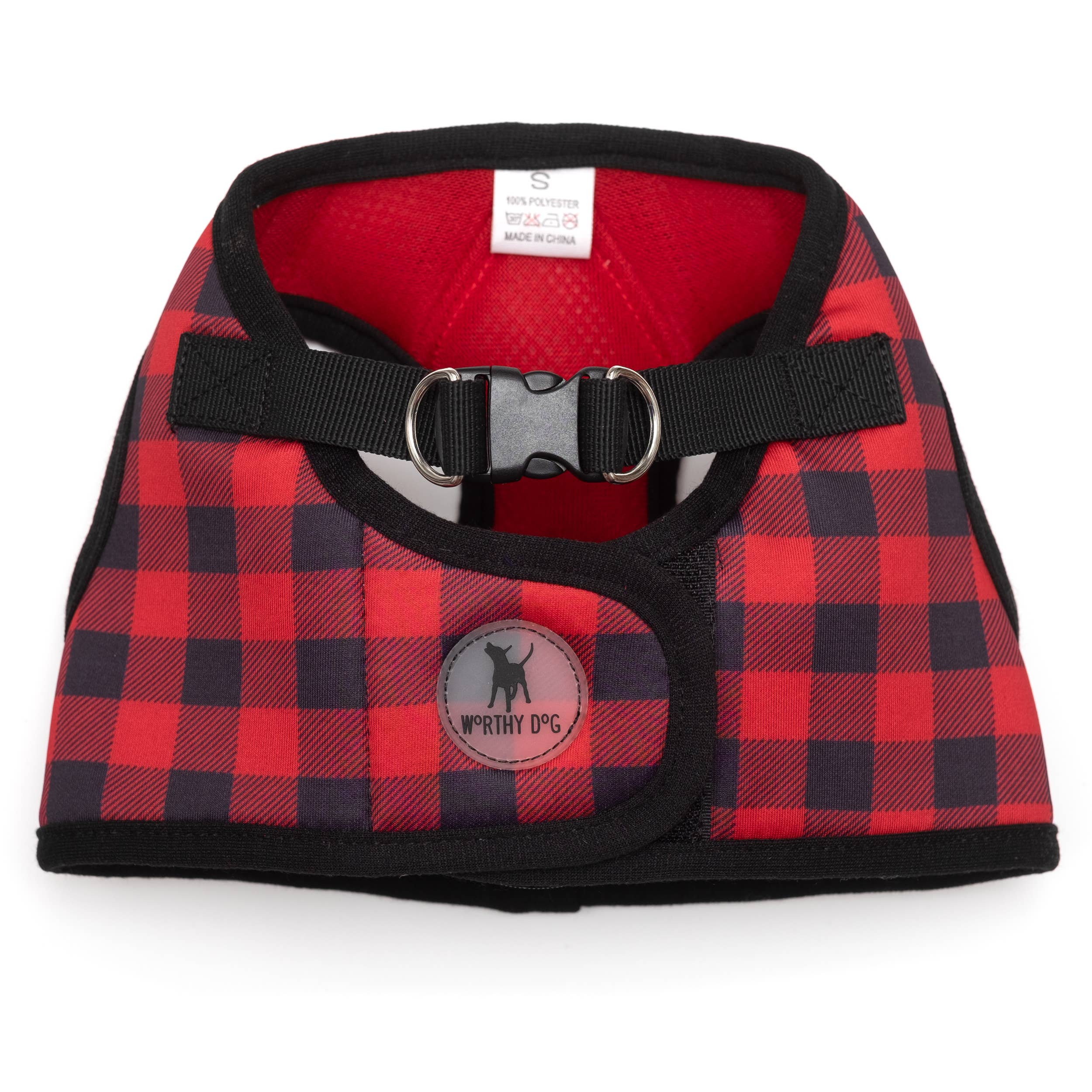 Red Black Buffalo Plaid Sidekick Harness for wholesale on Faire0
